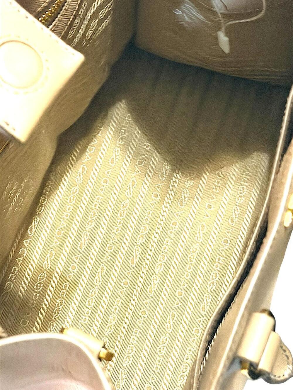 Prada Galleria Double Zip Saffiano Leather Tote Bag Nude Beige Blush Pink Large - Picture 12 of 13